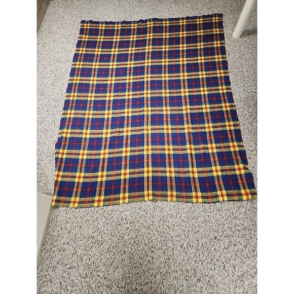 Vintage Plaid Camp/picnic Blanket. Wool. 78x86 - Picture 1 of 6